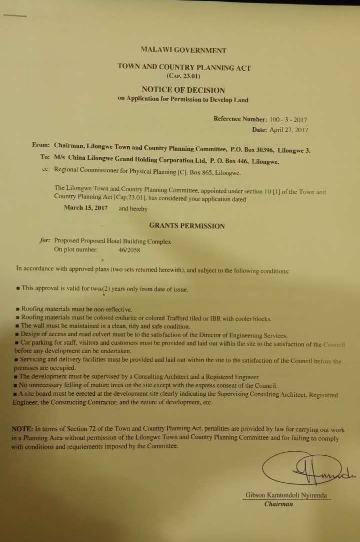 Permission to Develop Land