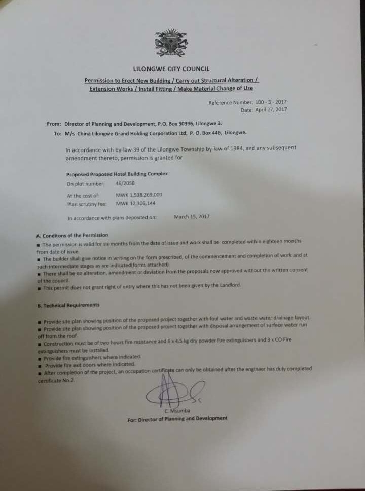 Permission to Erect New Building